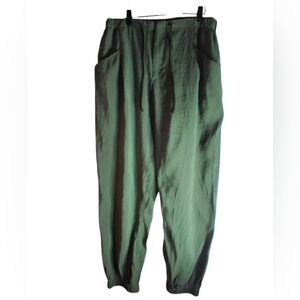 Elodie Green Womens Flowy Pants Size Large Beachy Vacation Resortwear Minimalist